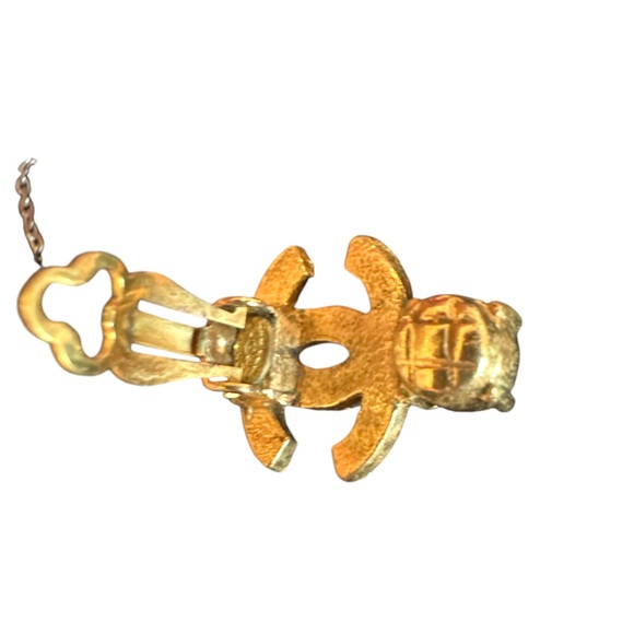 CHANEL Gold and Crystal Earrings - Picture 5 of 5